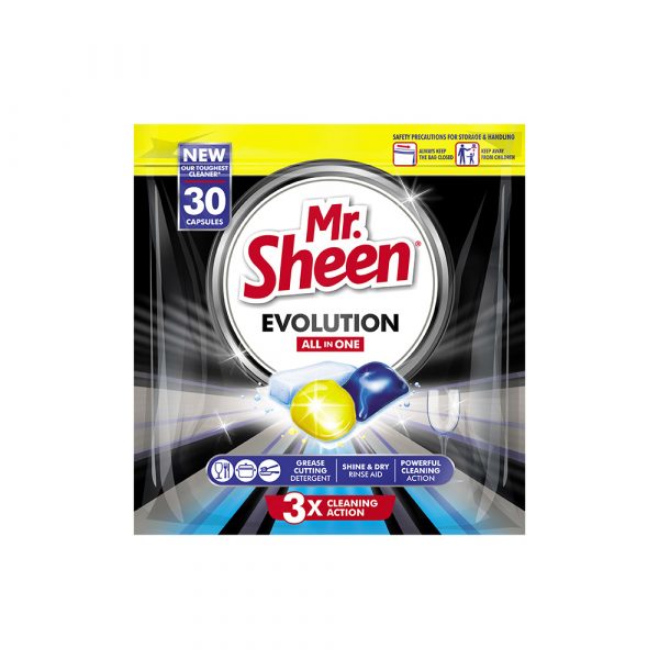 Mr. Sheen Evolution All in One Dishwasher Capsules – 30 Capsules