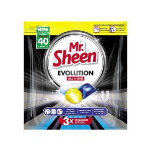 Mr. Sheen Evolution Cápsulas Tudo em Um para a Máquina de Lavar Louça - 40 Cápsulas