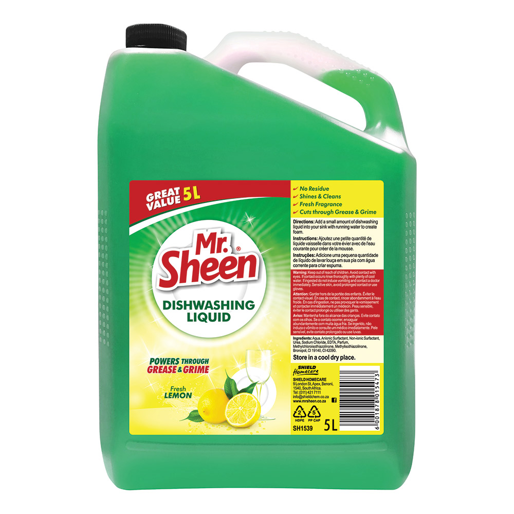 Mr Sheen Dishwashing Liquid - Fresh Lemon 5L